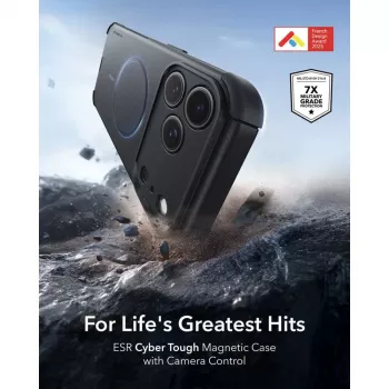 ESR Cyber Tough MacSafe macīgais vāciņš iPhone 17 Pro Max / 18 Pro Max - Melns