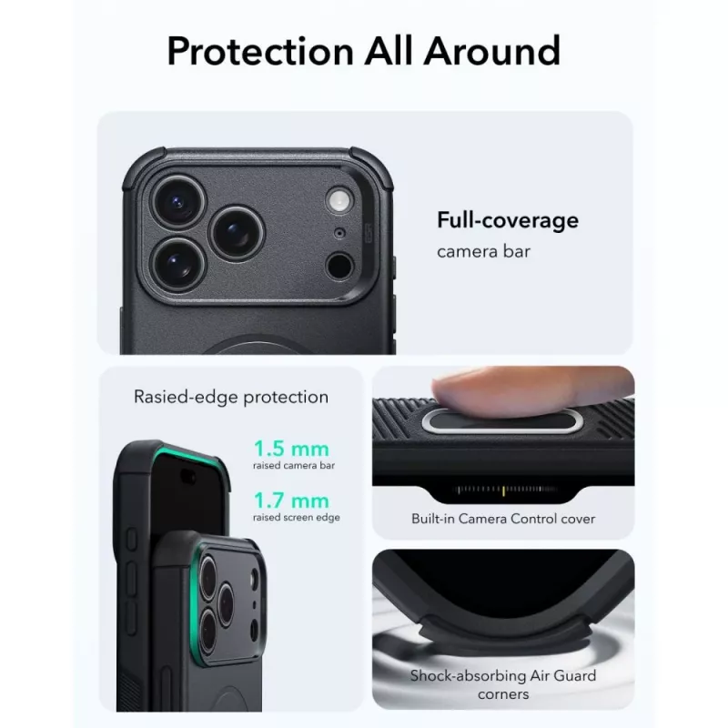 ESR Cyber Tough MacSafe macīgais vāciņš iPhone 17 Pro Max / 18 Pro Max - Melns