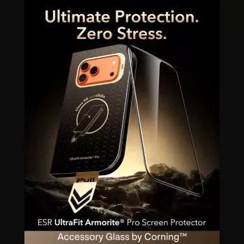 ESR UltraFit Armorite Pro rūdīta stikla ekrāna aizsargs iPhone 17 Pro Max / 18 Pro Max - Melns