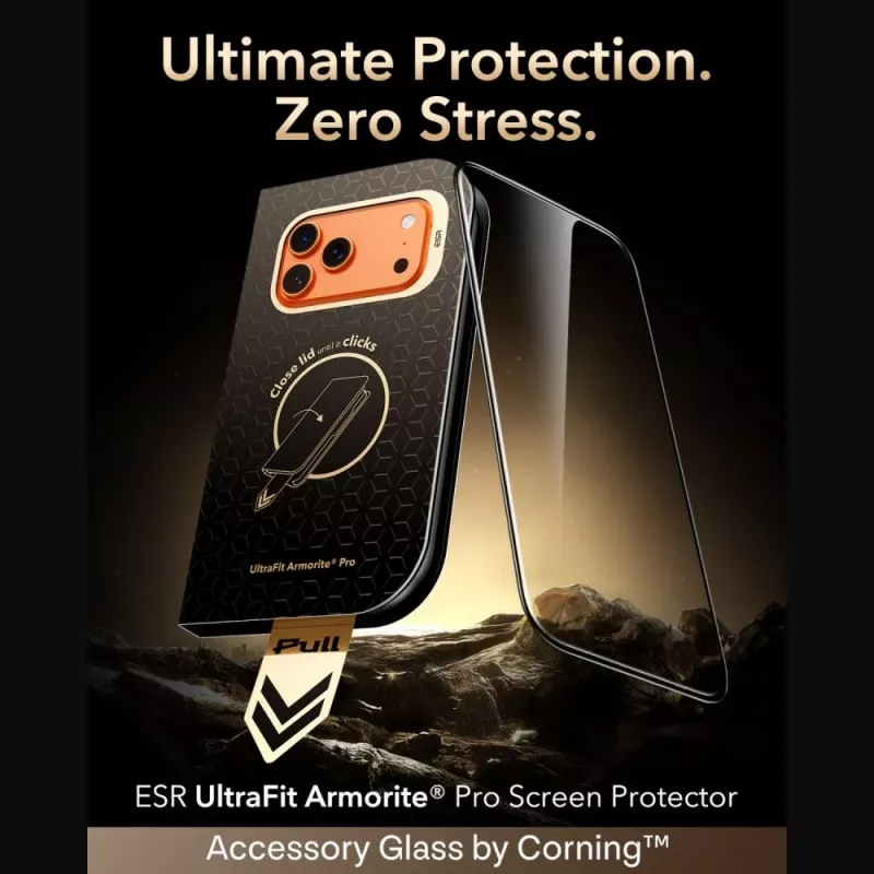 ESR UltraFit Armorite Pro rūdīta stikla ekrāna aizsargs iPhone 17 Pro Max / 18 Pro Max - Melns