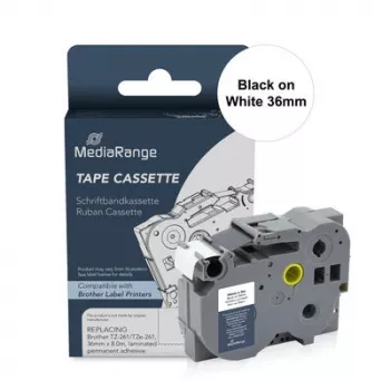 MediaRange MRBTZ261 Laminēta lentes kasetne 36mm, melna uz balta Brother P-Touch