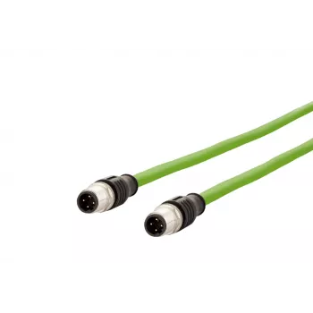 METZ CONNECT M12 D-kodēts industriālais Ethernet vada gabals, 4-pin vīrišķais uz 4-pin vīrišķo, 5m, PUR zaļš