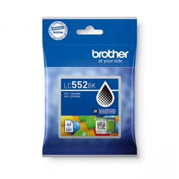 Brother LC552BK Melnā tintes kasetne (600 lapas, pigmenta bāzes, oriģināla)