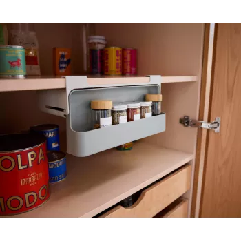 Joseph Joseph CupboardStore plaukta apakšas garšvielu plaukts, pelēks, 7 burciņu ietilpība, līmējošs stiprinājums bez instrumentiem