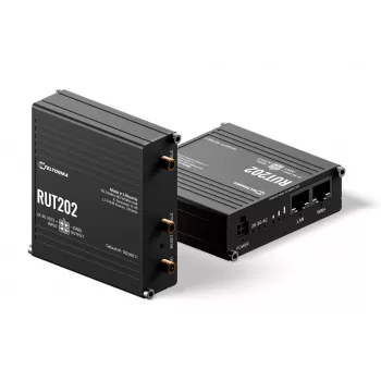 Teltonika Networks RUT202 4G LTE maršrutētājs ar Wi-Fi, Dual SIM, 2x Ethernet, DIN sliedes/sienas stiprinājums, alumīnija korpuss