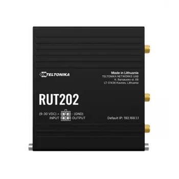 Teltonika Networks RUT202 4G LTE maršrutētājs ar Wi-Fi, Dual SIM, 2x Ethernet, DIN sliedes/sienas stiprinājums, alumīnija korpuss
