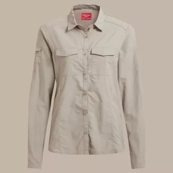 Craghoppers NosiLife Adventure LS Shirt III sieviešu ceļojumu krekls - Soft Mushroom, XS
