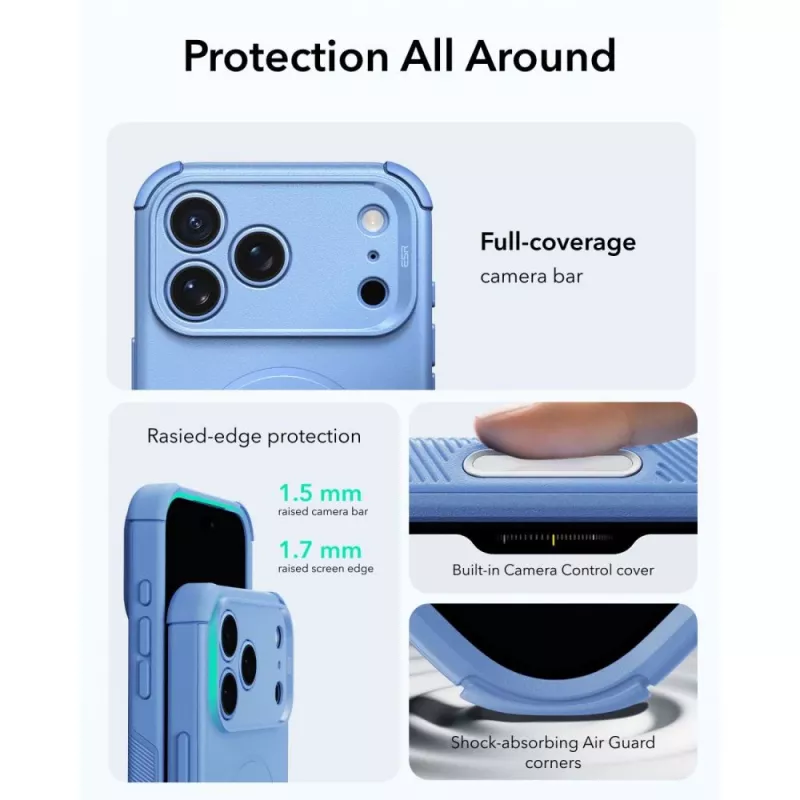 ESR Cyber Tough MagSafe maciņš iPhone 17 Pro Max / 18 Pro Max - gaiši zils