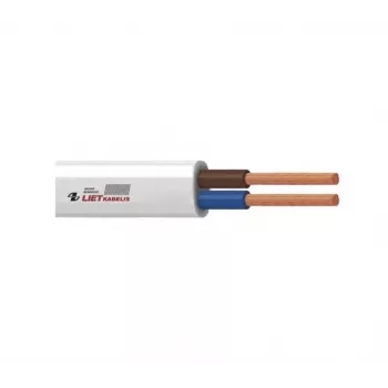 H05VVH2-F 2x1 mm² balts plakanais PVC divdzīslu kabelis 50m