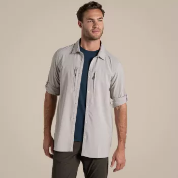 Craghoppers NosiLife Pro Long Sleeve Shirt V - Vīriešu ceļojumu krekls, Parchment, L izmērs