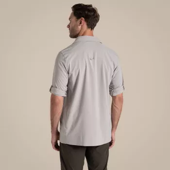 Craghoppers NosiLife Pro Long Sleeve Shirt V - Vīriešu ceļojumu krekls, Parchment, L izmērs