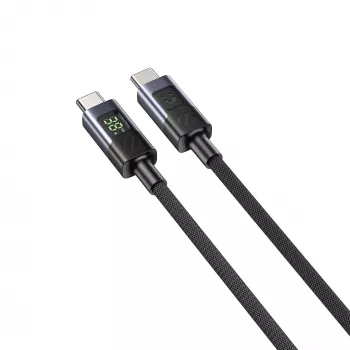 UNITEK USB-C uz USB-C kabelis ar LED jaudas indikatoru 60W PD 480Mbps 1m pīts melns