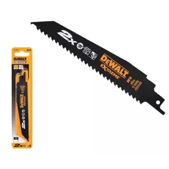 DEWALT DT2314L-QZ Extreme Bi-Metal zāģa asmeņu komplekts, 5 gab., 152 mm, 6-14 TPI, universāls 1/2 collu kāts, koksnei ar naglām, metālam, plastmasai