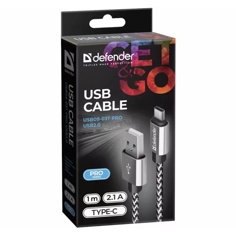 Defender USB-A uz USB-C kabelis 1,0 m 2,1 A balts