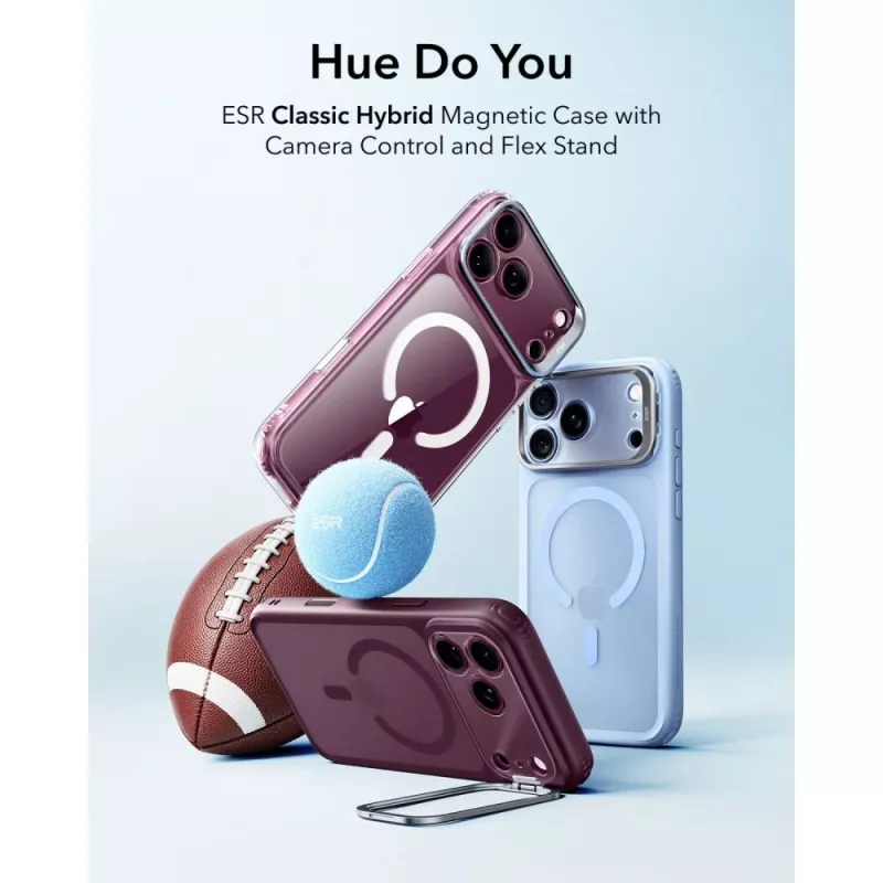 ESR Classic Hybrid Kickstand MagSafe Maciņš iPhone 17 Pro / 18 Pro - Matēti tumši bordo