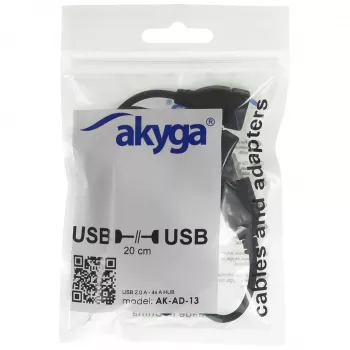 AKYGA AK-AD-13 USB 2.0 4 portu centrmezgls, melns