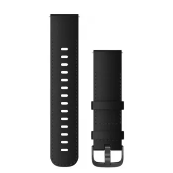 Garmin Quick Release siksniņa (22 mm) Melna āda ar matētu tērauda sprādzi