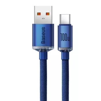 Baseus USB-A uz USB-C Crystal Shine kabelis 100W 1,2m zils