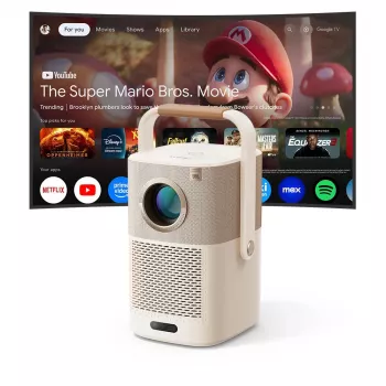 Yaber T2 Plus GTV 1080p 450 ANSI Google TV JBL Dolby Audio portatīvais projektors ar akumulatoru - bēšs
