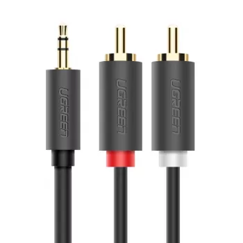 Ugreen 2x RCA uz 3.5mm audio kabelis 1.5m melns