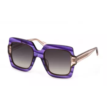 JUST CAVALLI sieviešu tauriņstila saulesbrilles SJC023V5309N5 - Havana acetāta rāmis ar pelēkām gradienta lēcām