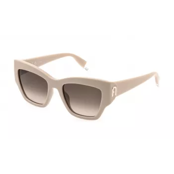 FURLA sieviešu Cat Eye saulesbrilles SFU891-5406CT - Havana acetāta rāmis ar brūnām gradienta lēcām, 54 mm