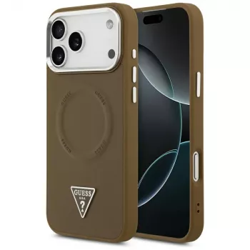 Guess Triangle Logo Macīgs vāciņš iPhone 17 Pro (Brūns)