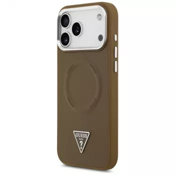 Guess Triangle Logo Macīgs vāciņš iPhone 17 Pro (Brūns)