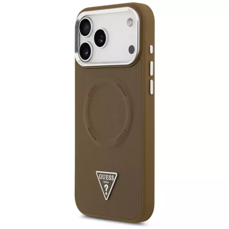 Guess Triangle Logo Macīgs vāciņš iPhone 17 Pro (Brūns)