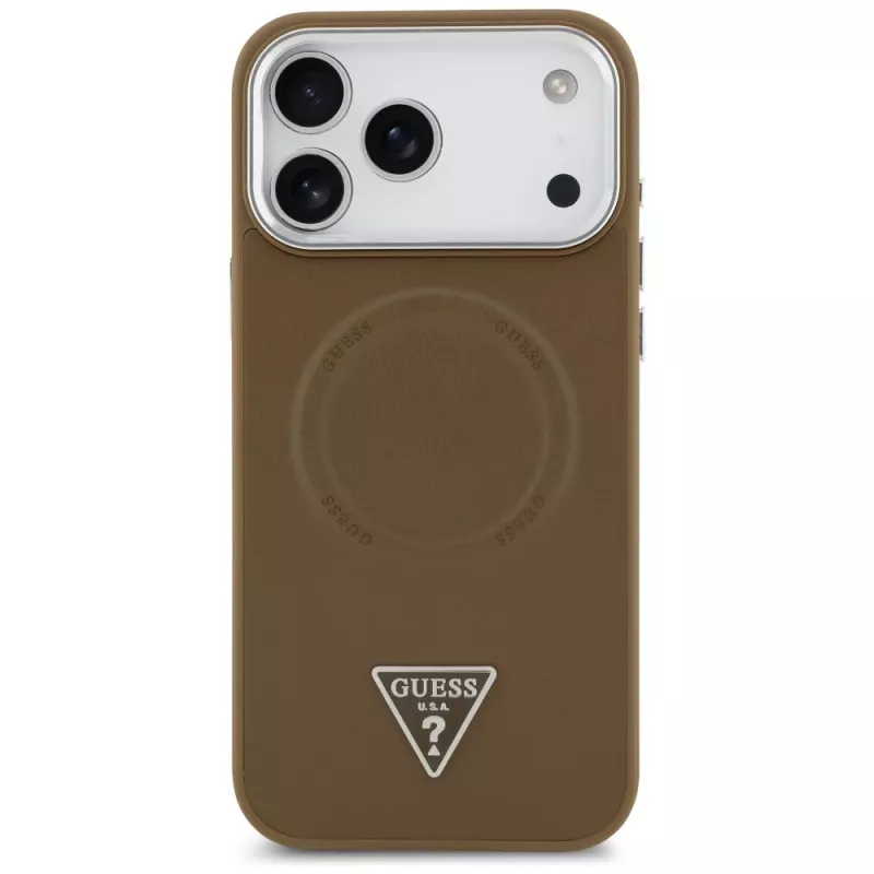 Guess Triangle Logo Macīgs vāciņš iPhone 17 Pro (Brūns)