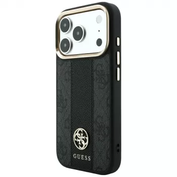 Guess 4G Stripe Round un Classic Logos MagSafe maciņš iPhone 18 Pro Max / 17 Pro Max - Melns