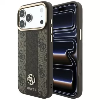 Guess 4G Stripe Round un Classic Logos MagSafe maciņš iPhone 18 Pro / 17 Pro - Brūns