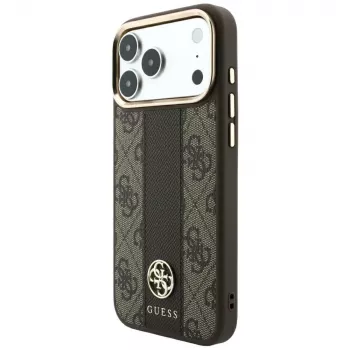 Guess 4G Stripe Round un Classic Logos MagSafe maciņš iPhone 18 Pro / 17 Pro - Brūns