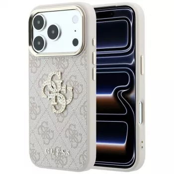 Guess 4G Big Strass Logo Maciņš iPhone 17 Pro / 18 Pro - Rozā