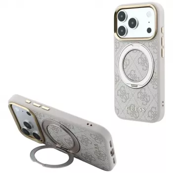 Guess Ring Stand 360 4G Classic Logo MagSafe maciņš iPhone 18 Pro Max / 17 Pro Max - Rozā