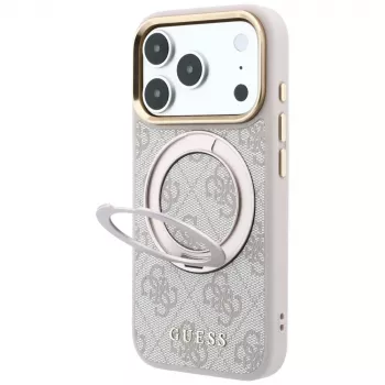 Guess Ring Stand 360 4G Classic Logo MagSafe maciņš iPhone 18 Pro Max / 17 Pro Max - Rozā