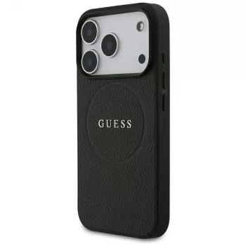Guess Grained Gold Ring MagSafe Maciņš Apple iPhone 17 Pro / 18 Pro, Melns