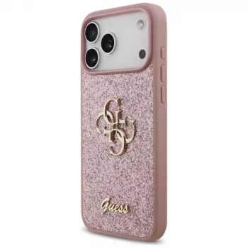 GUESS Fixed Glitter Big 4G maciņš iPhone 18 Pro Max / 17 Pro Max - Rozā