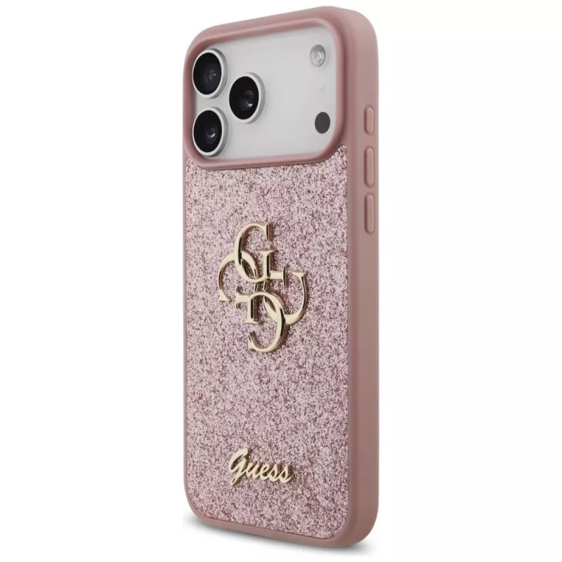 GUESS Fixed Glitter Big 4G maciņš iPhone 18 Pro Max / 17 Pro Max - Rozā