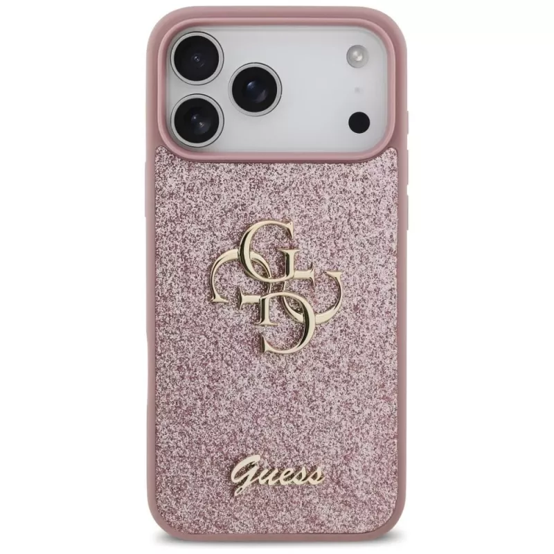 GUESS Fixed Glitter Big 4G maciņš iPhone 18 Pro Max / 17 Pro Max - Rozā