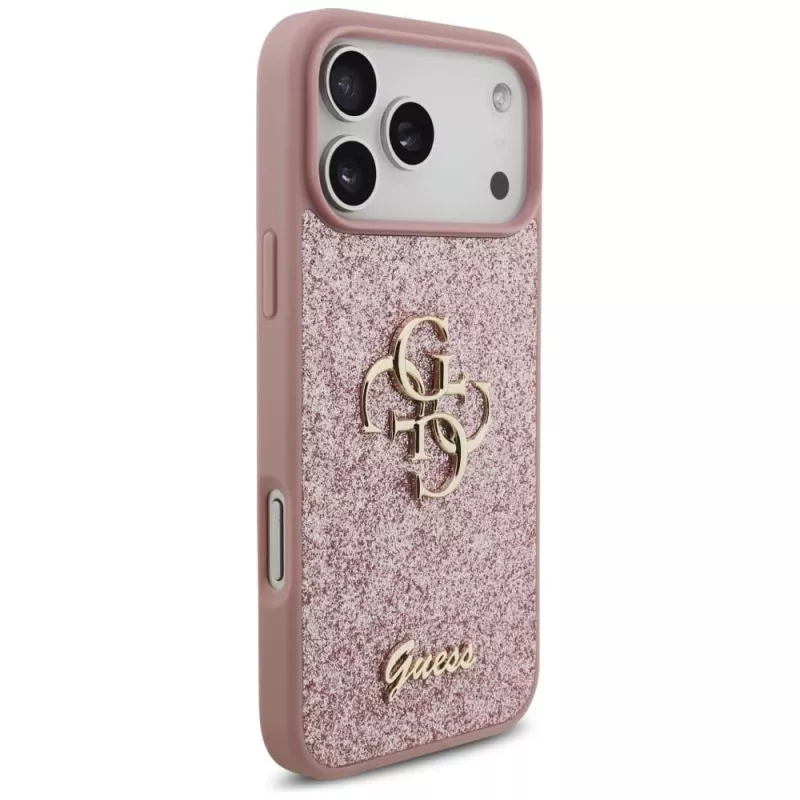 GUESS Fixed Glitter Big 4G maciņš iPhone 18 Pro Max / 17 Pro Max - Rozā