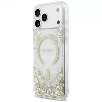 Guess Resin Bottom Glitter MagSafe Maciņš iPhone 18 Pro Max / 17 Pro Max, Zelts