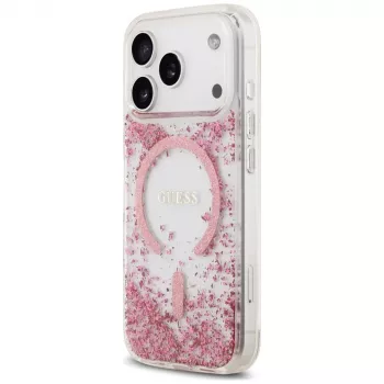 Guess Resin Bottom Glitter MacSafe maciņš Apple iPhone 18 Pro / 17 Pro, rozā
