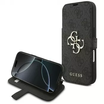 Guess Book 4G metāla logo maciņš iPhone 18 Pro / 17 Pro - melns