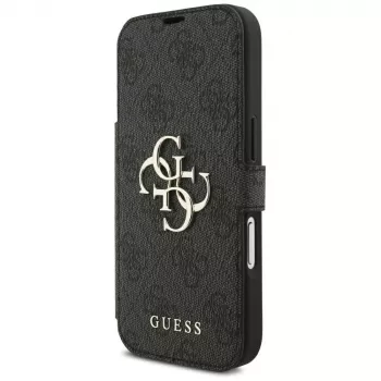 Guess Book 4G metāla logo maciņš iPhone 18 Pro / 17 Pro - melns