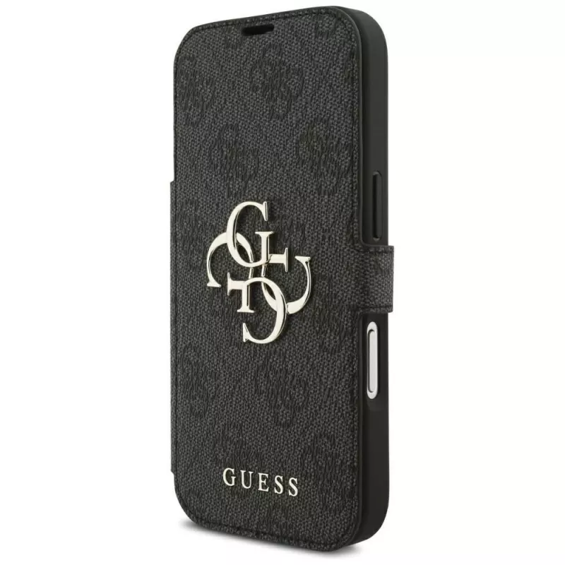 Guess Book 4G metāla logo maciņš iPhone 18 Pro / 17 Pro - melns