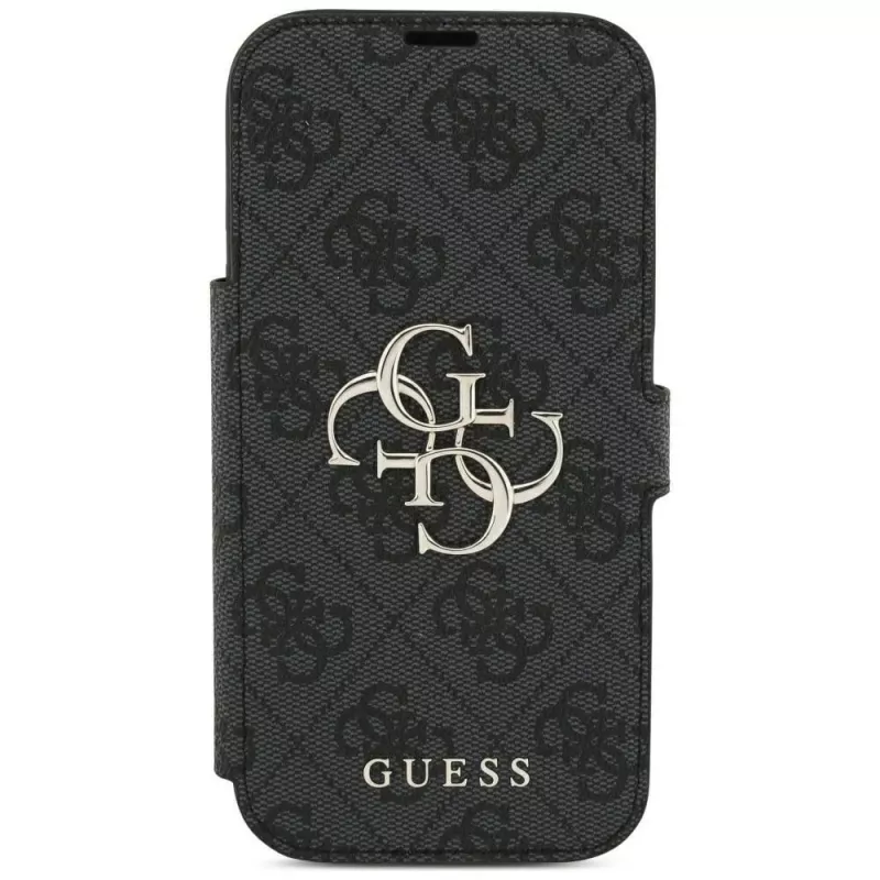 Guess Book 4G metāla logo maciņš iPhone 18 Pro / 17 Pro - melns