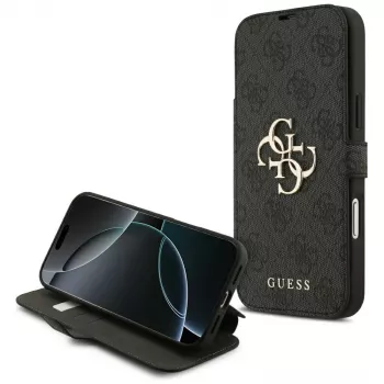 Guess Book 4G Metal Logo vāciņš iPhone 18 Pro Max / 17 Pro Max, melns