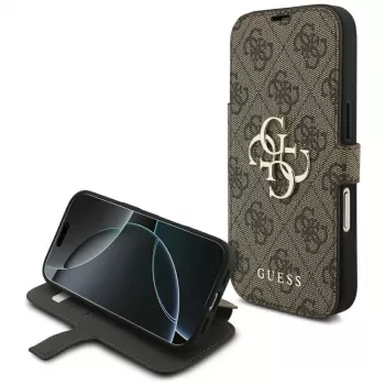 Guess Book 4G Metal Logo Maciņš Apple iPhone 18 Pro / 17 Pro – Brūns