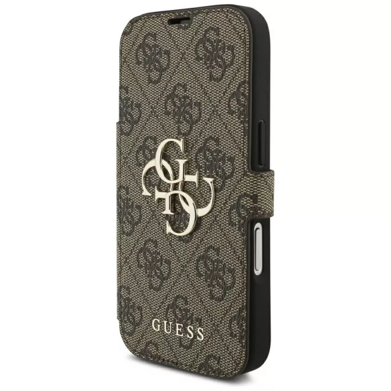 Guess Book 4G Metal Logo Maciņš Apple iPhone 18 Pro / 17 Pro – Brūns